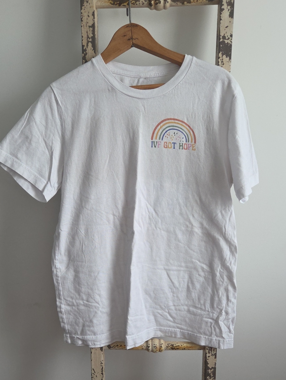 IVF White T‑Shirt with Rainbow 'IVF Got Hope' Graphic